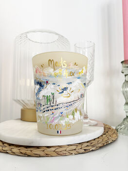 Personalised Hand Painted Wedding Engagement Candle – Custom Art From Your Photos, Names And Dates, 3 of 4