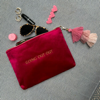 Personalized 'Going Out Out' Velvet Toiletry Bag, 2 of 6