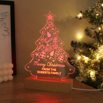 Personalised Christmas Tree Wooden Based LED Light, 9 of 11