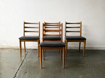 Set Four Mid Century Dining Chairs By Schreiber, 2 of 8