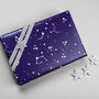 Navy Stars Christmas Wrapping Paper Gift Tag Set, thumbnail 1 of 8