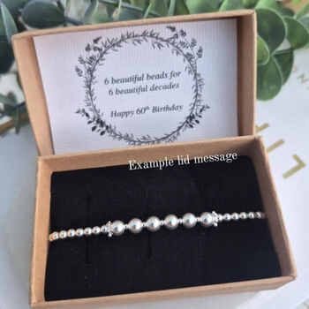 Sterling Silver 925 Milestone 30 40 50 60 70 80 90 Bead Birthday Bracelet, 7 of 9