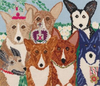 ‘The Queen’s Corgis’ Needlepoint Canvas Kit, 4 of 11