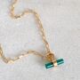 The T Bar Green Onyx Necklace, Gold Plated, thumbnail 1 of 9