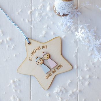 Personalised Twins' First Christmas Tree Decoration, 2 of 5