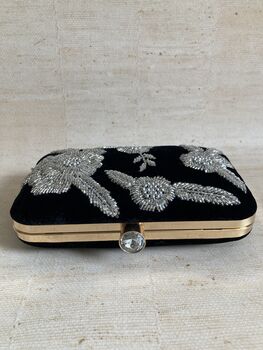 Black Floral Velvet Clutch Bag, 10 of 10