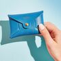 Personalised Sky Blue Leather Card + Coin Purse, thumbnail 1 of 5