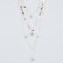 Long Gold Plated Multi Strand Blue Chalcedony Necklace, thumbnail 2 of 5