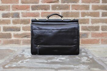 Black Leather Briefcase Laptop Bag Messenger, 4 of 12