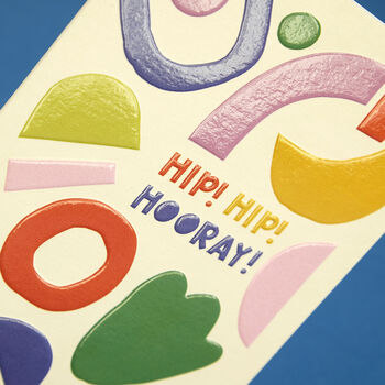 'Hip! Hip! Hooray!' Bold And Colourful Card, 2 of 2