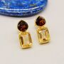 Garnet Citrine Silver Stud Earrings, thumbnail 11 of 11