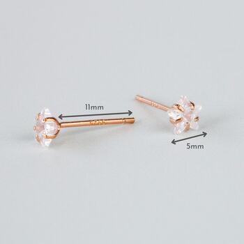 Rose Gold Colour Sterling Silver Crystal Star Stud Earrings, 3 of 5