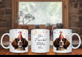 Personalised Springer Spaniel Birthday Congratulations Party Mug, 2 of 2