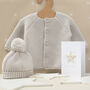 Luxury Cream Bobble Hat And Cardigan Baby Gift Set, thumbnail 3 of 12