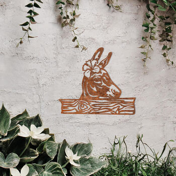 Donkey Garden Wall Art Gift For Outdoor Metal Decor Display, 8 of 10