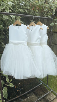 Sparkly Ankle Length Flower Girl Dress With Large Bow – Tulle Party And Wedding Dress UK, 2 of 6