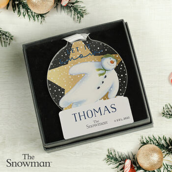 Personalised The Snowman Acrylic Christmas Tree Decoration, 2 of 4