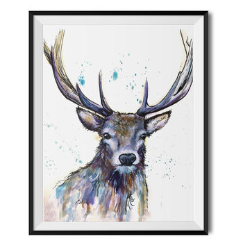 Splatter Hart Deer Fine Art Giclee Print, 2 of 3