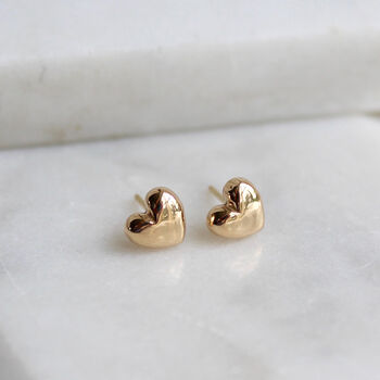 14ct Solid Gold Heart Stud Earrings, 2 of 4
