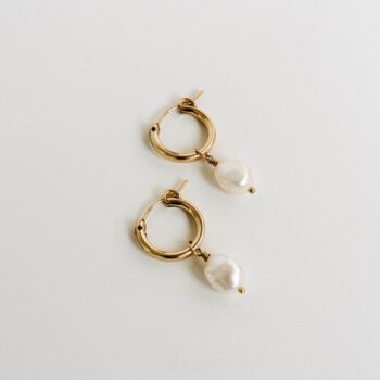 Quinn | Freshwater Baroque Pearl Hoop Earrings In Sterling Silver Or 14k Gold Fill, 3 of 12