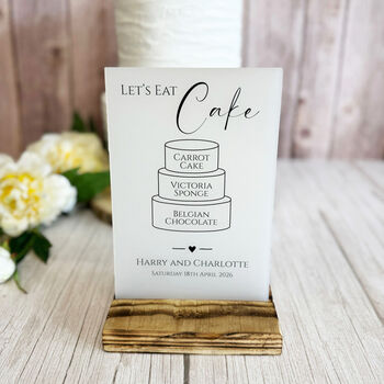 Classic Personalised Wedding Cake Sign Opaque Acrylic, 4 of 6