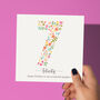 Floral Fun Personalised 7th Birthday Card, thumbnail 1 of 3