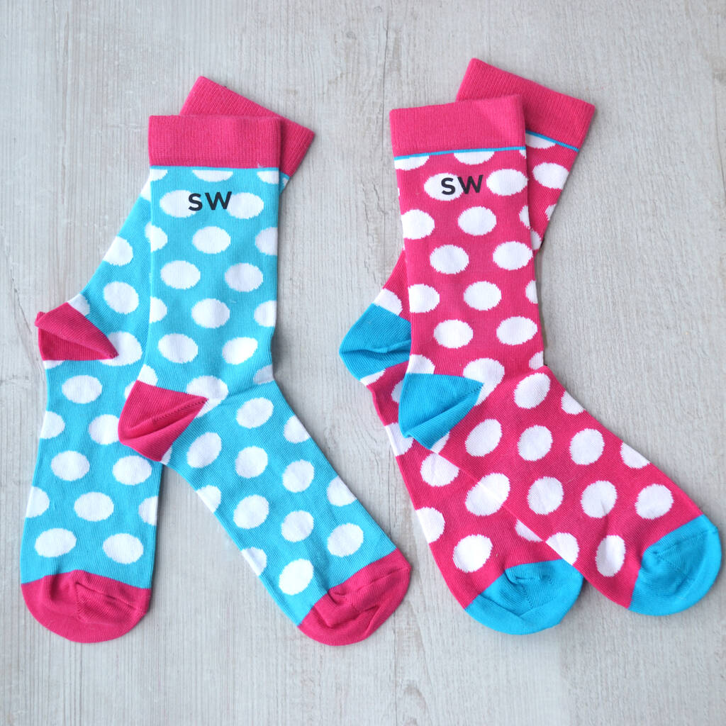 Polka Dot Monogrammed Set Of Two Socks By Solesmith
