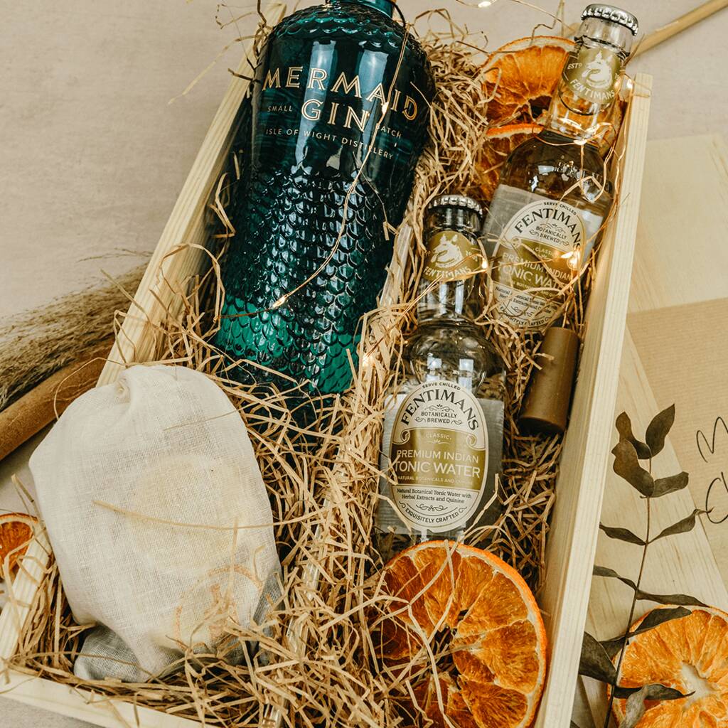 Personalised Mermaid Blue Gin Gift Set With Tonics By SpiritSmith
