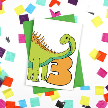 Number Three Dinosaur Card And Badge Set, 2 of 5