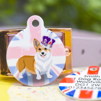 Personalised Queen's Jubilee Dog ID Tag Flag Corgi, 11 of 12