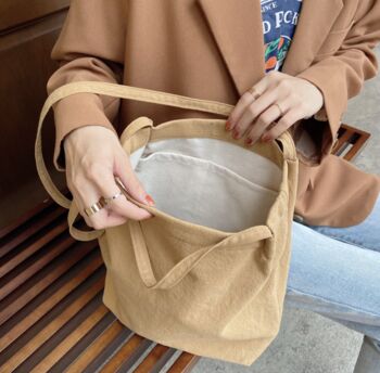 Linen Pastel Tote Bag, School Bag, 9 of 11