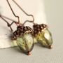 Small Speckled Green Oval Acorn Earrings, thumbnail 1 of 10