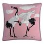 Embroidered Standing Cranes Wool Cushion, thumbnail 2 of 3