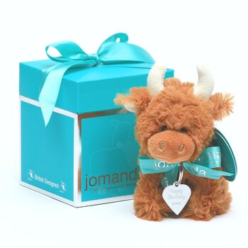 Happy Birthday Highland Coo Cow Soft Toy Gift Boxed, 2 of 11