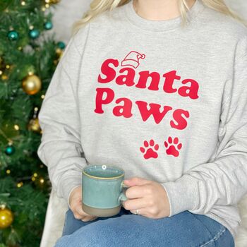 Santa Paws Pet Lover Christmas Sweatshirt, 2 of 2