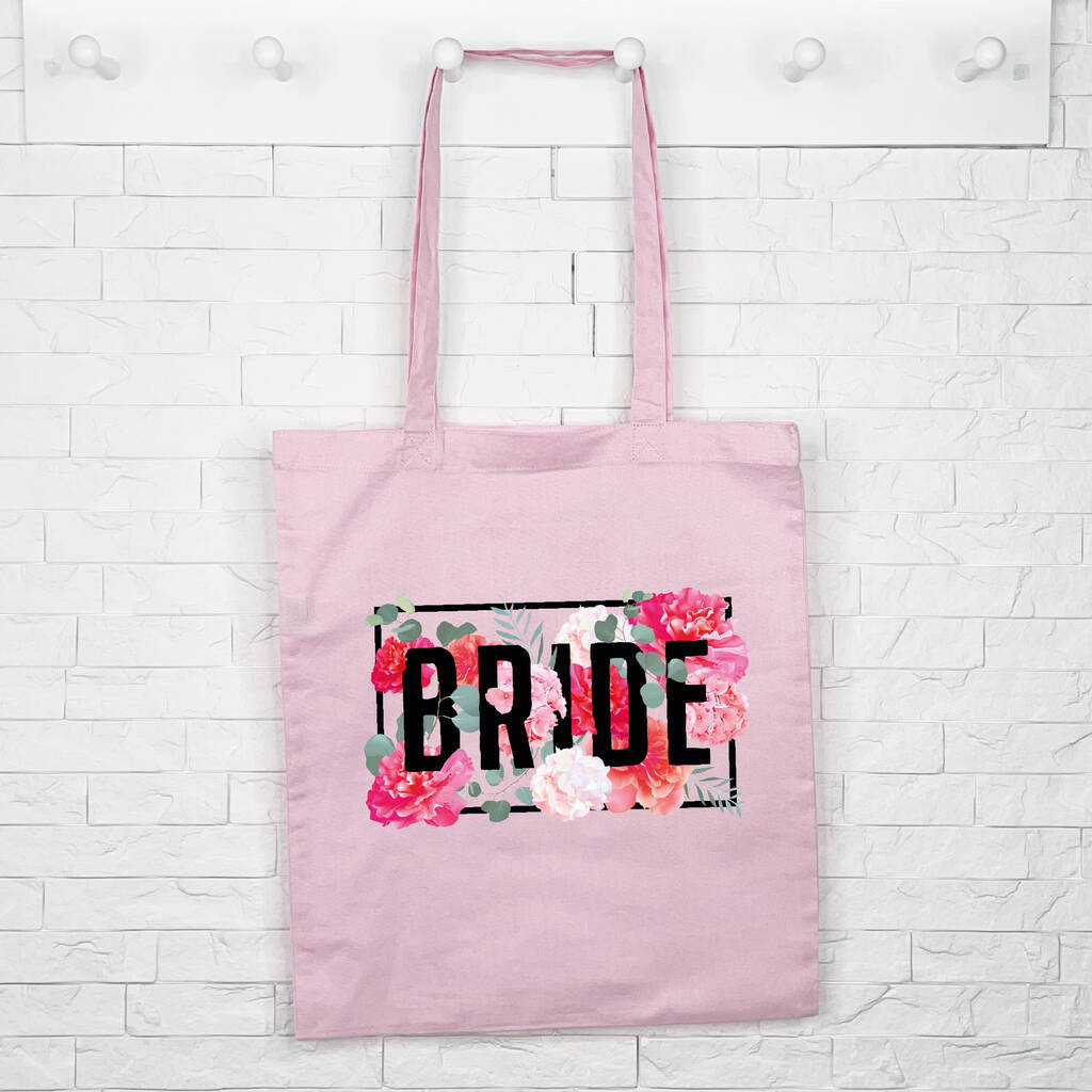 Bride Pink Floral Box Wedding Tote Bag