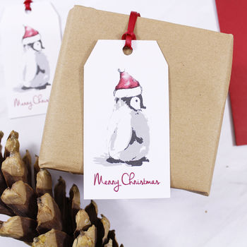 Santa Hat Penguin Christmas Gift Tag, 3 of 3