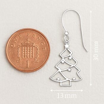 Sterling Silver Christmas Tree Earrings, 5 of 7