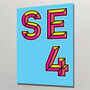 Se4 London Postcode Neon Typography Print, thumbnail 4 of 4