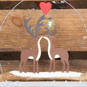 Kiss Me Deer On Driftwood Hanging Decoration, 3 of 3