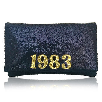 Birthday Year Personalised Gift Sequin Clutch Handbag, 2 of 6