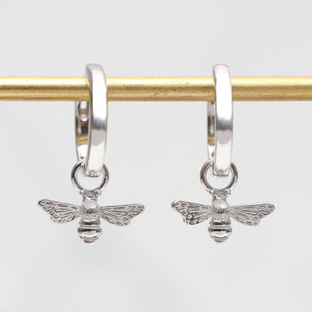 18ct Gold Plated Or Silver Bee Mini Hoop Earrings, 4 of 10