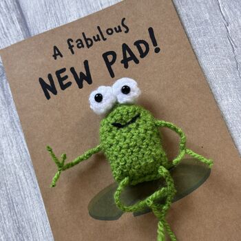 Frog Crochet New Home Housewarming Card Handmade, 3 of 12