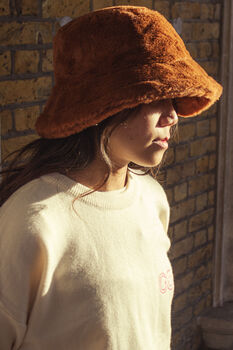 Brown Fluffy Bucket Hat, 2 of 5