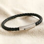 Men's Braided Leather Bracelet In Black, thumbnail 1 of 3