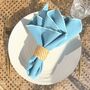 Soft Cotton Embroidered Linen Napkins Blue/Aqua • Set Of Six, thumbnail 1 of 4