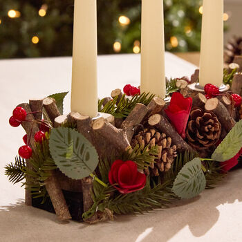 Country Christmas Candle Holder Centrepiece, 5 of 6