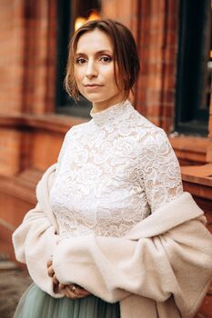 Long Sleeved Lace Bridal Top | Blush Wedding Dress Topper, 9 of 12