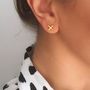 18ct Gold Vermeil Plated Kiss Cross Stud Earrings, thumbnail 1 of 6