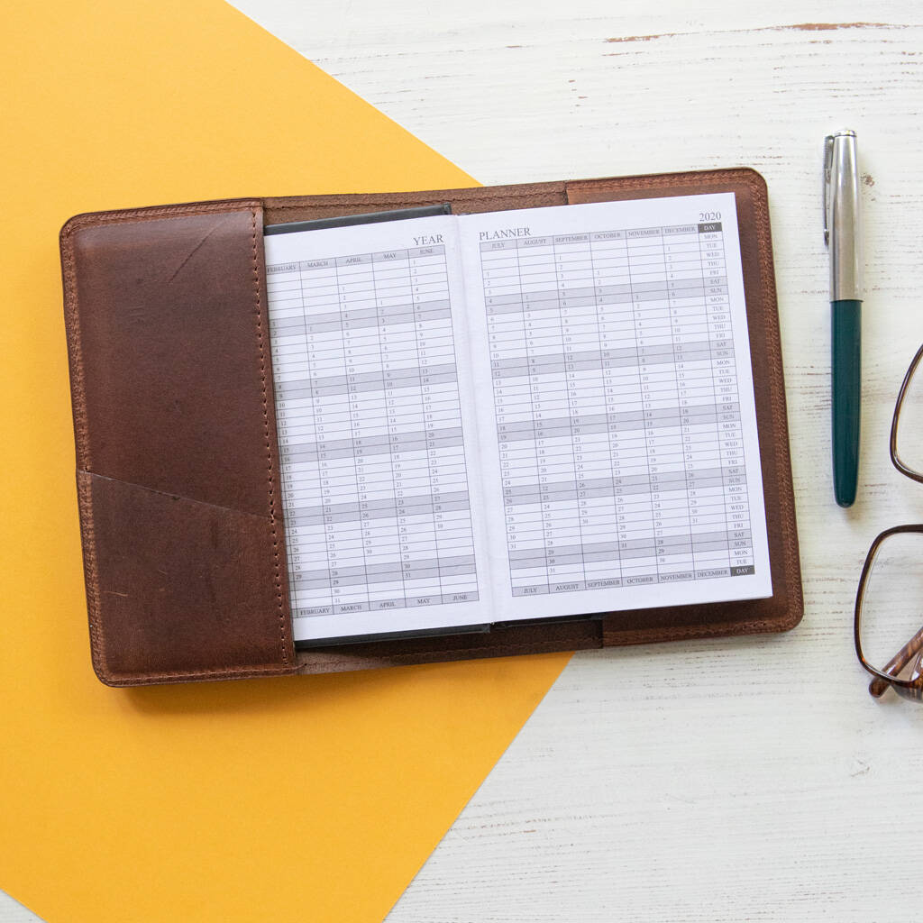 personalised leather diary cover by williams handmade